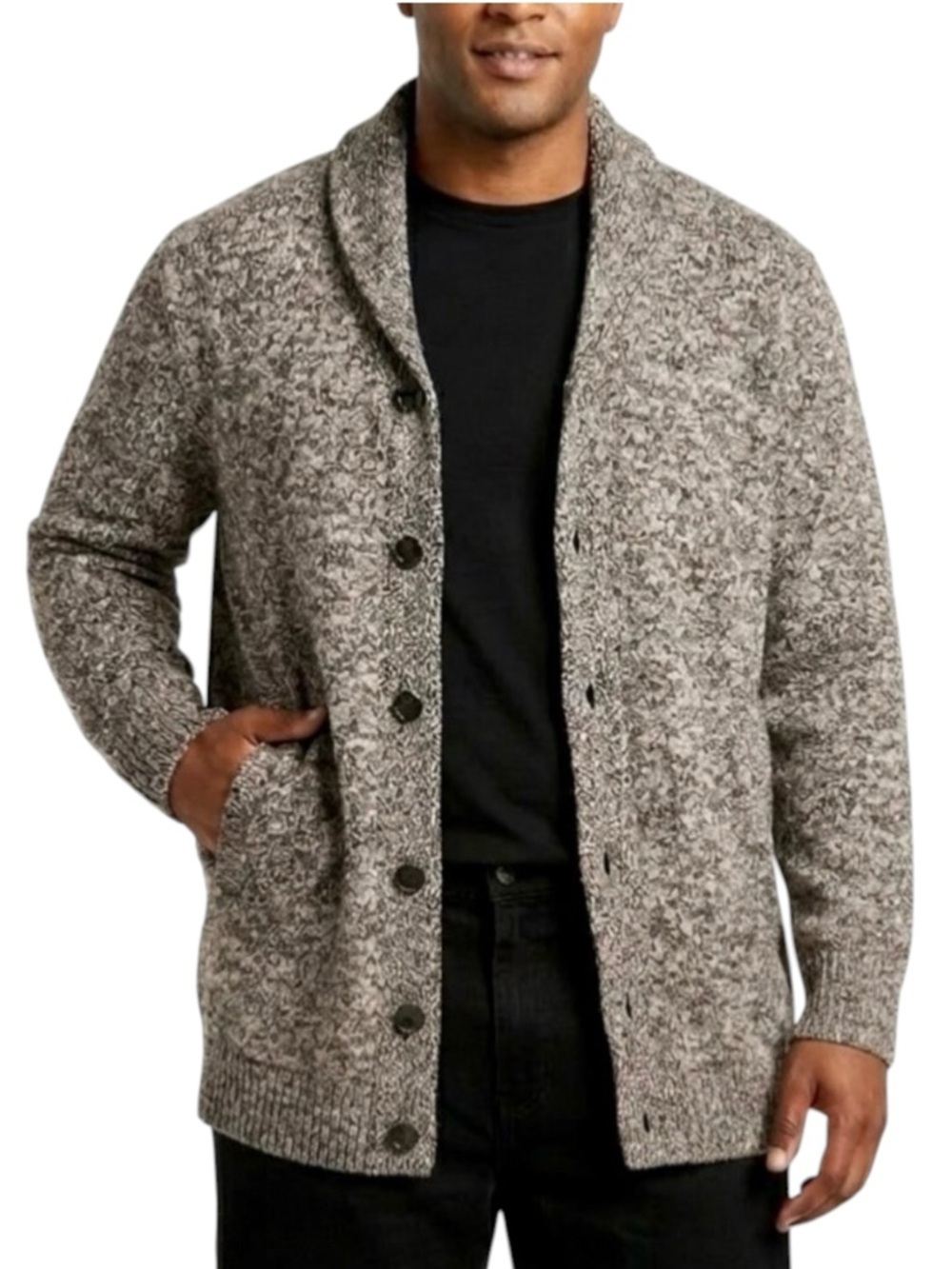 Roundtree Yorke Mans Shawl Button Up Cardigan Sz L Relaxed Heritage Academia